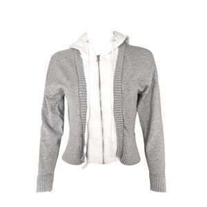 y2k faux-layered hoodie cardigan